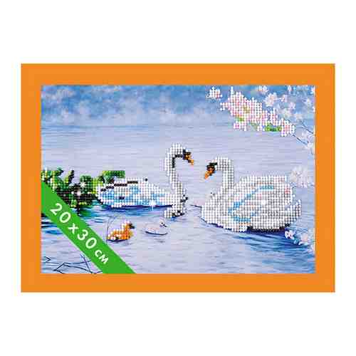 Аппликация Maxi Art стразами на холсте Лебеди 20х30 см арт. 3500554