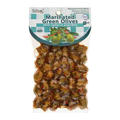 Оливки SIOURAS Marinated Green olives Халкидики маринованные с орегано темьяном сладким перцем 250 г арт. 3502898