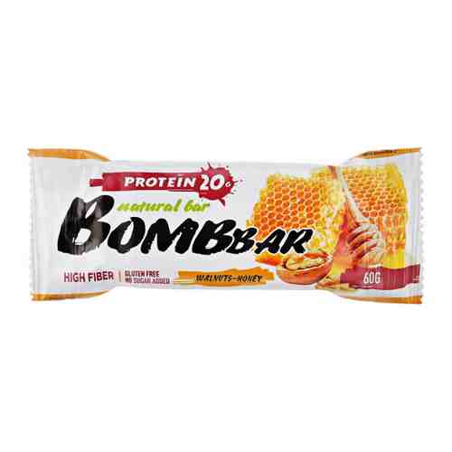 Батончик Bombbar протеиновый неглазированный Грецкие орехи с мёдом 60 г арт. 3449001