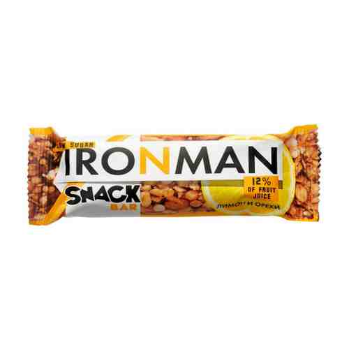 Батончик Ironman Snack Bar со вкусом лимона и орехов с темной глазурью без сахара 40 г арт. 3468981