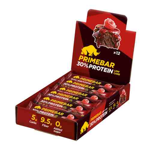 Батончики Primebar Low Carb протеиновые двойной шоколад с малиной 12 штук по 40 г арт. 3488057