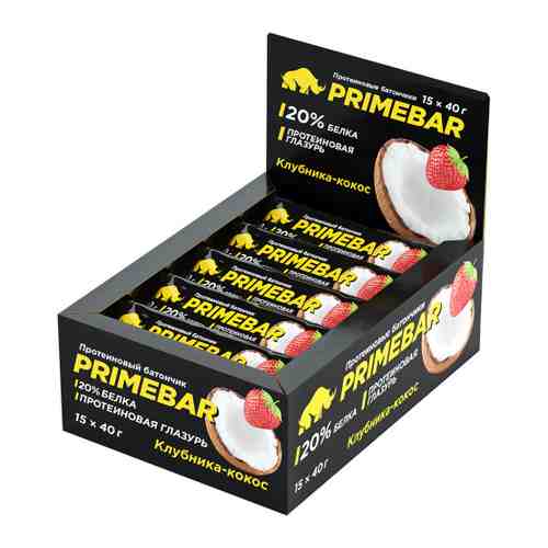 Батончики Primebar протеиновые клубника-кокос 15 штук по 40 г арт. 3488054