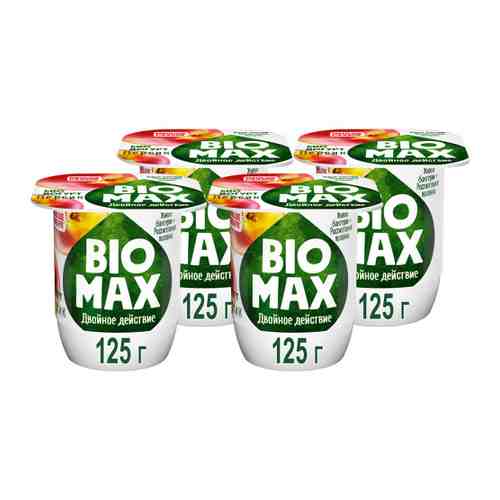 Биойогурт BioMax персик с инулином 2.2% 4 штуки по 125 г арт. 3075967