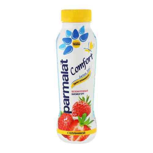 Биойогурт Parmalat Comfort питьевой безлактозный клубника 290 г арт. 3402922