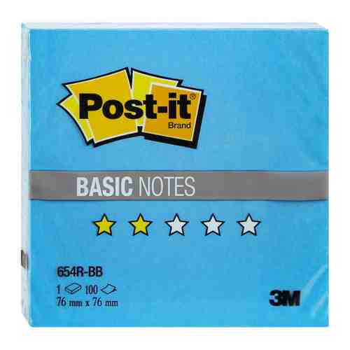 Блок для записей Post-it Basic самоклеящийся голубой 100 листов 76х76 мм арт. 3370008