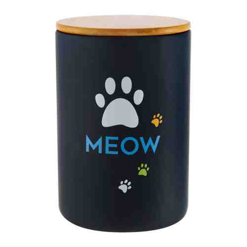 Бокс для хранения корма КерамикАрт Meow керамический черный для кошек 3.8 л арт. 3474782