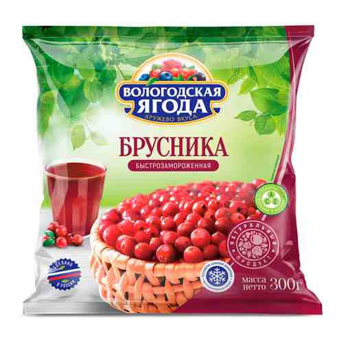 Брусника Кружево Вкуса Вологодская ягода быстрозамороженная 300 г арт. 3405433