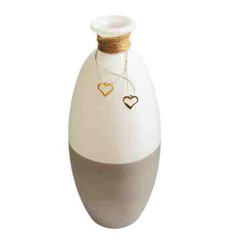 Бутылка декоративная Интерьерное стекло Лилиана большая серо-белая 22 см арт. 3444817