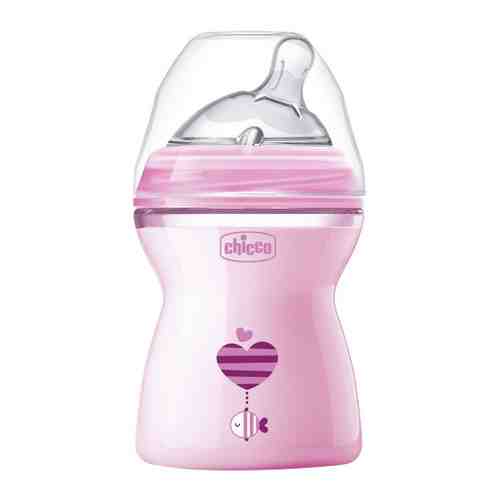 Бутылочка для кормления Chicco Natural Feeling с силиконовой соской с флексорами от 2 месяцев розовая 250 мл арт. 3382369