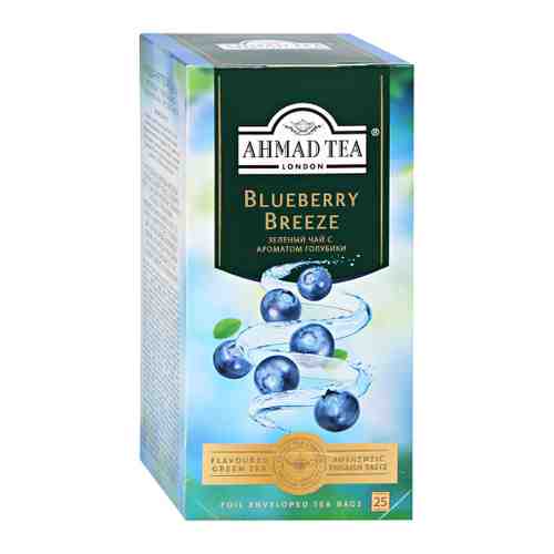 Чай Ahmad Tea Blueberry Breeze зеленый листовой с голубикой 25 пакетиков по 1.8 г арт. 3341312