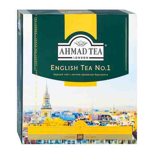 Чай Ahmad Tea English №1 черный мелкий с легким ароматом бергамота 100 пакетиков по 2 г арт. 3038749