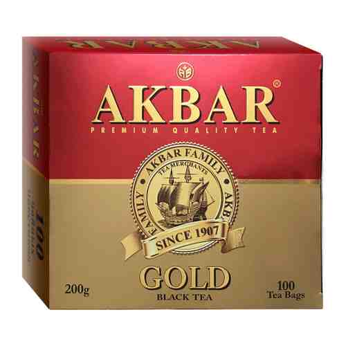 Чай Akbar Gold черный байховый мелкий 100 пакетиков по 2 г арт. 3110328