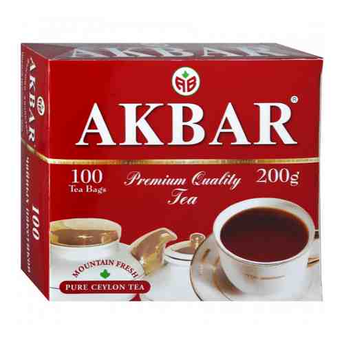 Чай Akbar Красно-белая серия черный мелкий 100 пакетиков по 2 г арт. 3110287
