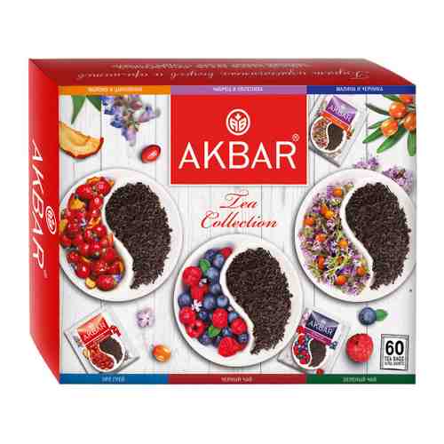 Чай Akbar Подарочный 6 вкусов по 10 пакетиков 105 г арт. 3445427