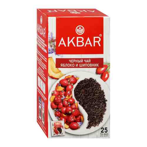 Чай Akbar Яблоко и шиповник черный 25 пакетиков по 1.5 г арт. 3453618