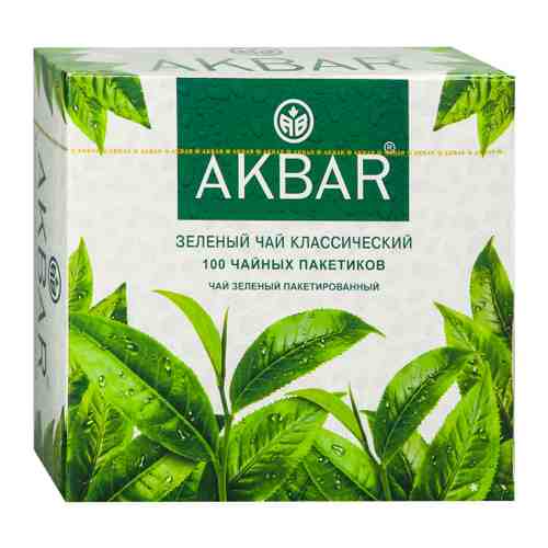 Чай Akbar зеленый байховый китайский мелкий 100 пакетиков по 2 г арт. 3456255