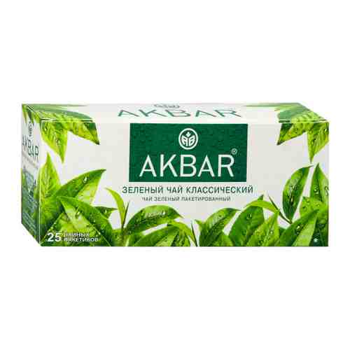 Чай Akbar зеленый байховый китайский мелкий 25 пакетиков по 2 г арт. 3456258