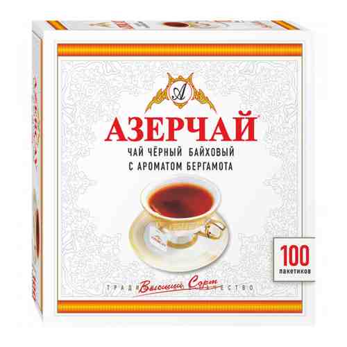 Чай Азерчай черный с бергамотом 100 пакетиков по 2 г арт. 3379507