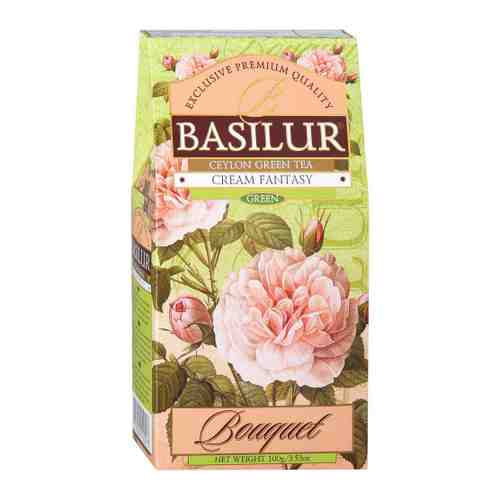 Чай Basilur Букет Cream Fantasy зеленый с ароматом земляники и крема 100 г арт. 3364843