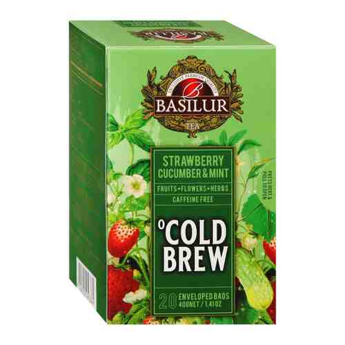 Чай Basilur Холодные Напитки каркаде со вкусом клубники, огурца и мяты 20 пакетиков по 2 г арт. 3471446