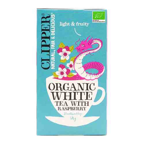 Чай Clipper Raspberry Flavoured белый Organic с кусочками малины 20 пакетиков по 1.7 г арт. 3398438