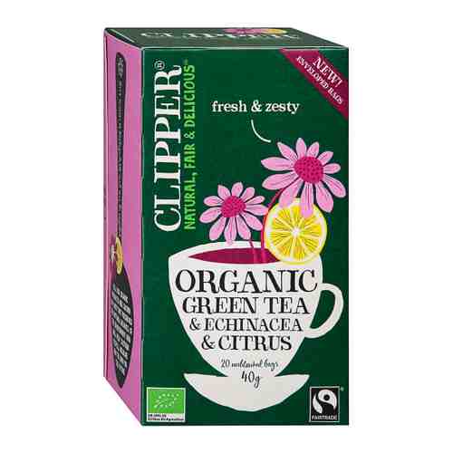 Чай Clipper зеленый Organic с ароматом цитрусовых и эхинацеей 20 пакетиков по 2 г арт. 3398434