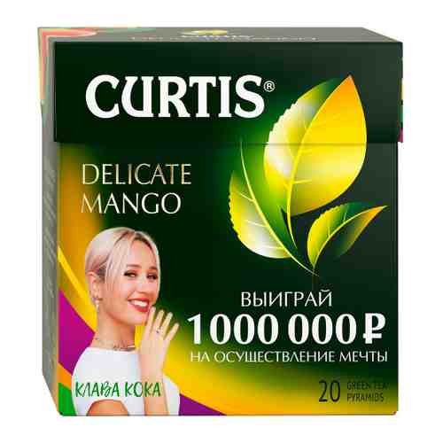 Чай Curtis Delicate Mango зеленый листовой фруктовый 20 пирамидок по 1.8 г арт. 3366671