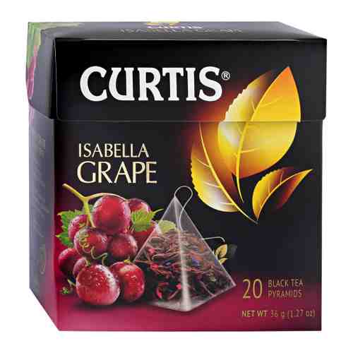 Чай Curtis Isabella Grape черный листовой с кусочками и ароматом винограда 20 пирамидок по 1.8 г арт. 3204643