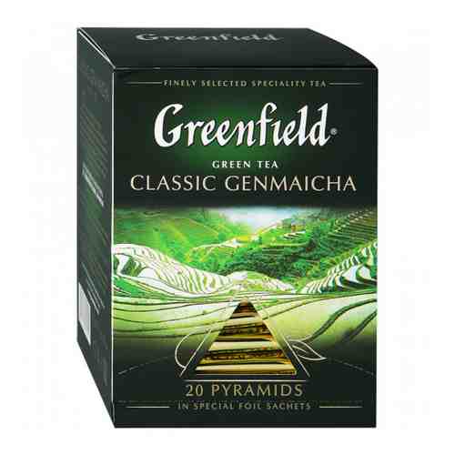 Чай Greenfield Classic Genmaicha Генмайча зеленый с воздушным рисом 20 пирамидок по 1.8 г арт. 3310239