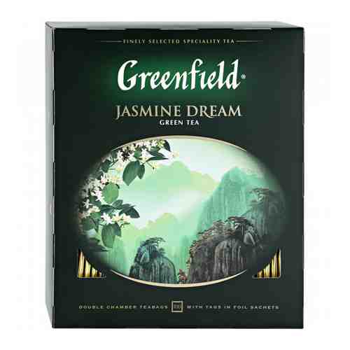 Чай Greenfield Jasmine Dream зеленый с ароматом жасмина 100 пакетиков по 2 г арт. 3310209