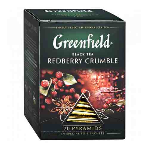 Чай Greenfield Redberry Crumble черный с ароматом брусничного пирога 20 пирамидок по 1.8 г арт. 3310235