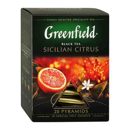 Чай Greenfield Sicilian Citrus черный с ароматом красного апельсина 20 пирамидок по 1.8 г арт. 3310237