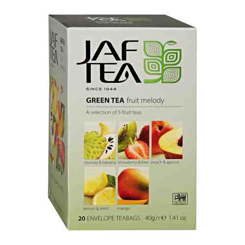 Чай Jaf Tea Green Fruit Melody Ассорти зеленый 5 видов 20 пакетиков по 2 г арт. 3411404