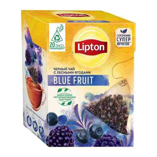Чай Lipton Blue Fruit Tea черный с кусочками лесных ягод 20 пирамидок по 1.8 г арт. 3480351