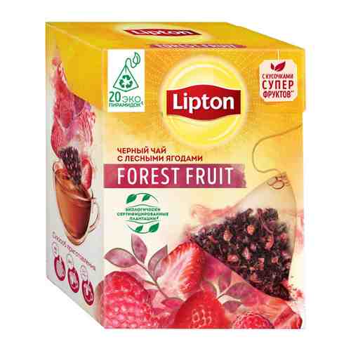 Чай Lipton Forest Fruit черный с лесными ягодами 20 пирамидок по 1.7 г арт. 3053913