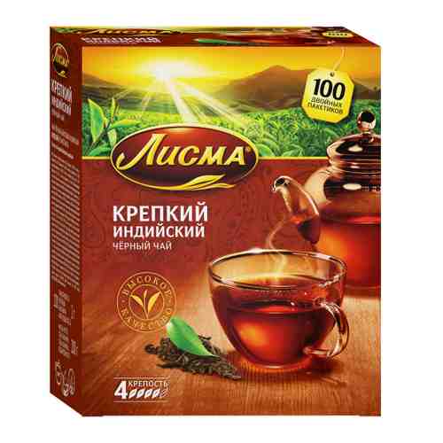 Чай Лисма Крепкий черный 100 пакетиков по 2 г арт. 3375288