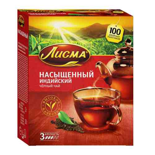 Чай Лисма Насыщенный черный 100 пакетиков по 1.8 г арт. 3375287