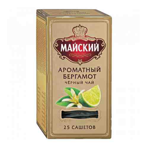 Чай Майский Ароматный Бергамот черный с ароматом бергамота и мяты 25 пакетиков по 2 г арт. 3377731