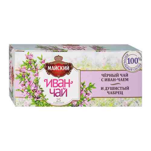 Чай Майский Иван-чай черный листовой с чабрецом 25 пакетиков по 1.5 г арт. 3381844