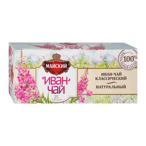 Чай Майский Иван-чай Классический травяной листовой 25 пакетиков по 1.5 г арт. 3381843