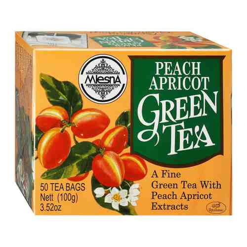 Чай Mlesna зеленый с ароматом персика 50 пакетиков по 2 г арт. 3456389