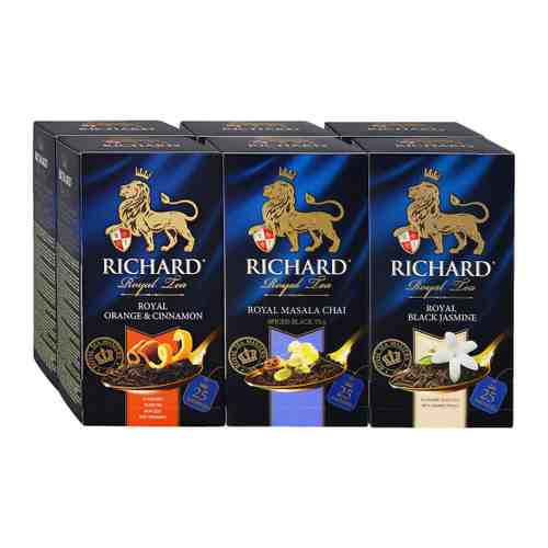 Чай Richard Orange & Cinnamon Masala Chai Black Jasmine ароматизированный ассорти 6 штук по 25 пакетиков 290 г арт. 3506436