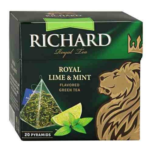 Чай Richard Royal Lime Mint зеленый листовой с ароматом лайма и мята 20 пирамидок по 1.7 г арт. 3396268