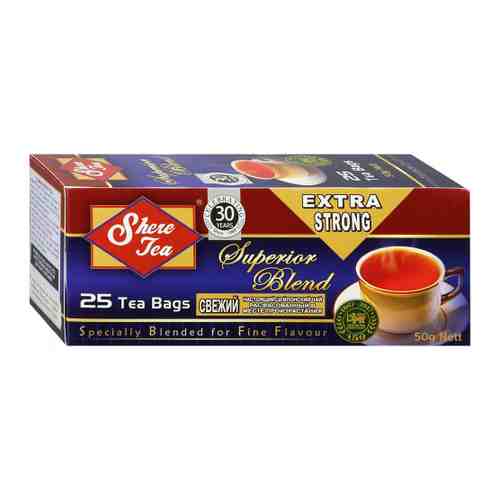 Чай Shere Tea черный мелколистовой синяя пачка 25 пакетиков по 2 г арт. 3461283