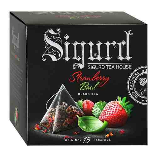 Чай Sigurd Strawberry Basil черный с ароматом клубники 15 пирамидок по 2 г арт. 3395246