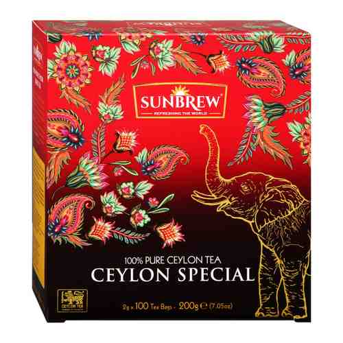 Чай Sunbrew Ceylon Special черный 100 пакетиков по 2 г арт. 3498206