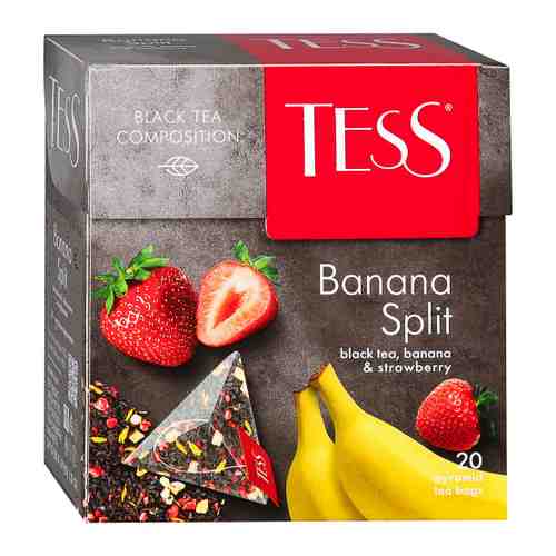 Чай Tess Banana Split черный с ароматом клубники и банана 20 пирамидок по 1.8 г арт. 3310224