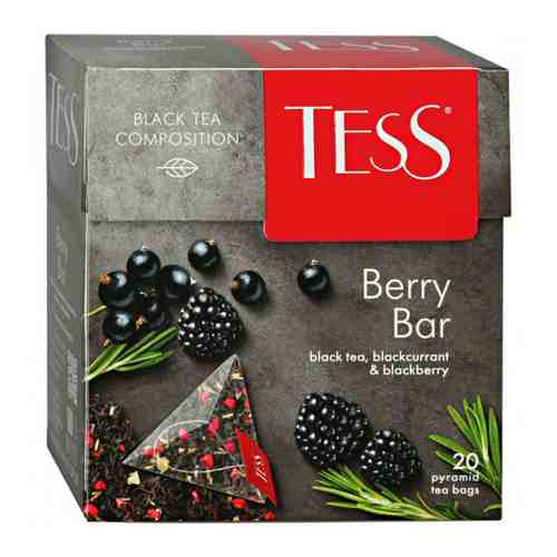 Чай Tess Berry Bar черный с ароматом ежевики и черной смородины 20 пирамидок по 1.8 г арт. 3310223