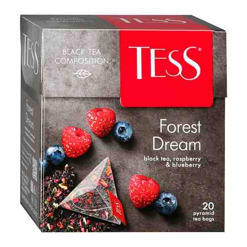 Чай Tess Forest Dream черный с ароматом малины и черники 20 пирамидок по 1.8 г арт. 3310222