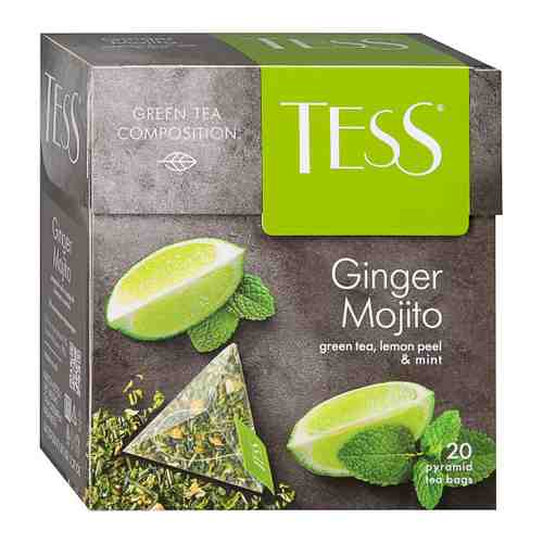 Чай Tess Ginger Mojito зеленый с цедрой лимона и мятой 20 пирамидок по 1.8 г арт. 3170439